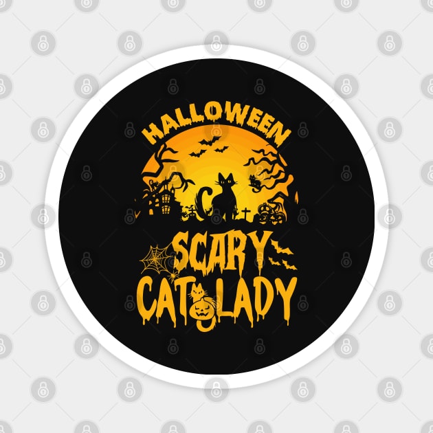 Halloween Cat Lady Magnet by Happy Art Designs